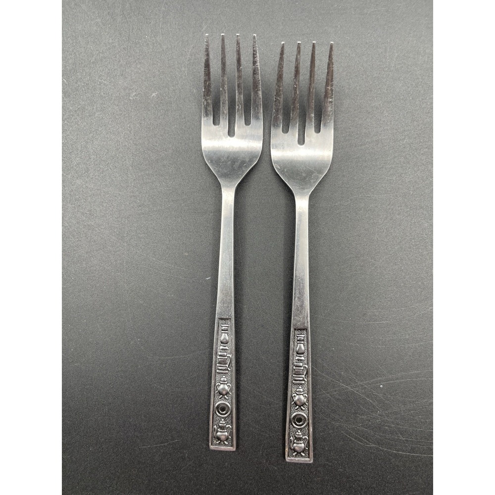 Rogers Century House Japan Stainless Salad Forks Lot 2 Mid Century Flatware